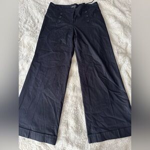 Express Wide Leg Trouser Pants High Rise Navy Sailor Button Sz 12 Workwear